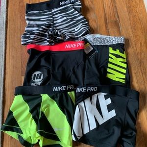 Five Nike Pro Ladies Workout Shorts